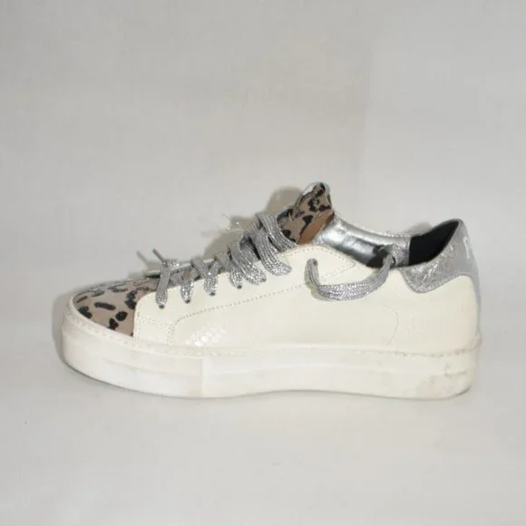 New! P448 John Leopard Tongue Low Top White Street Sneaker 38 EU 8 US DD347 - Picture 3 of 7
